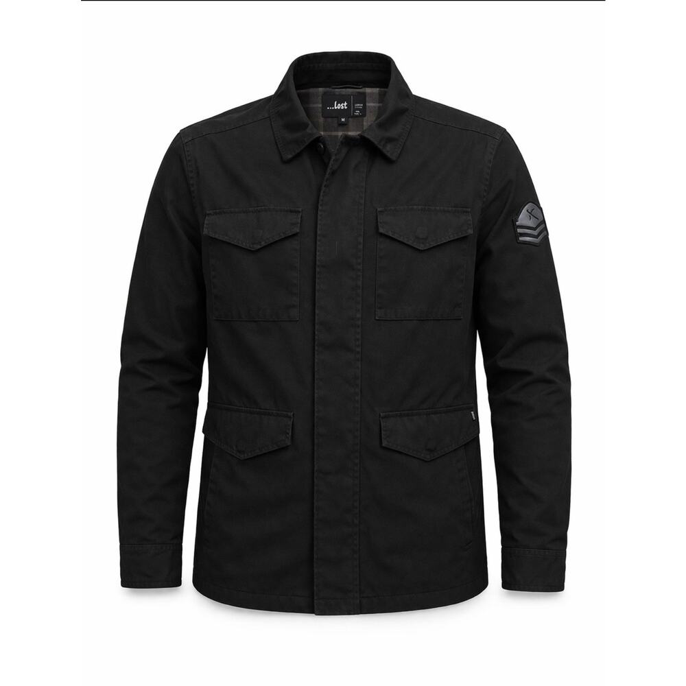 Lost Brand Black Military Field Jacket Men's Medium Utility 4 Pocket Streetwear